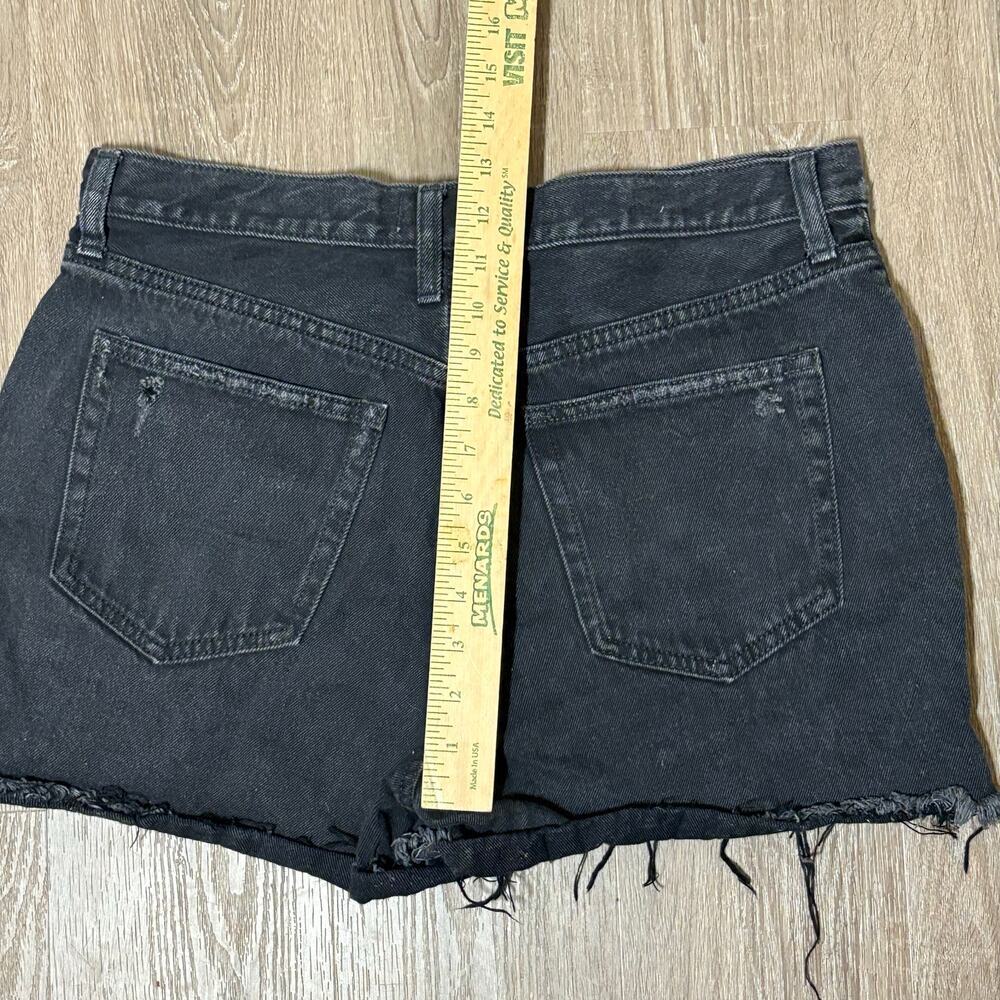 Free People We The Free Black Distressed Denim Shorts Size 31 Raw Hem Button Fly - Picture 8 of 10